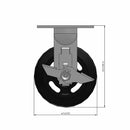 5"x2" Rubber-on-Iron Wheel Side Locking Rigid Caster