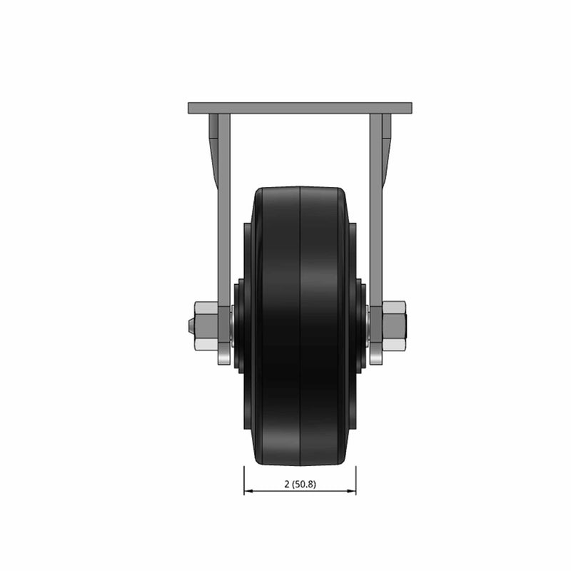 5"x2" Rubber-on-Iron Wheel Rigid Caster