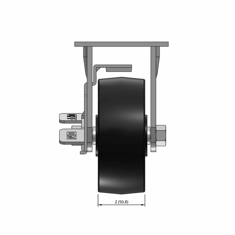 5"x2" Polypropylene Wheel Side Locking Rigid Caster