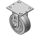 5"x2" Thermo-Rubber (Flat) Precision Ball Bearing Rigid Caster with 4"x4.5" Plate