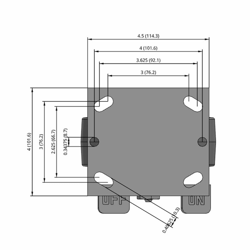 5"x2" TPR Wheel Side Locking Rigid Caster