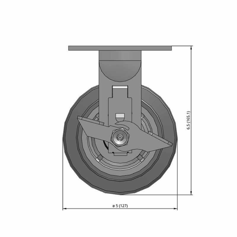 5"x2" TPR Wheel Side Locking Rigid Caster
