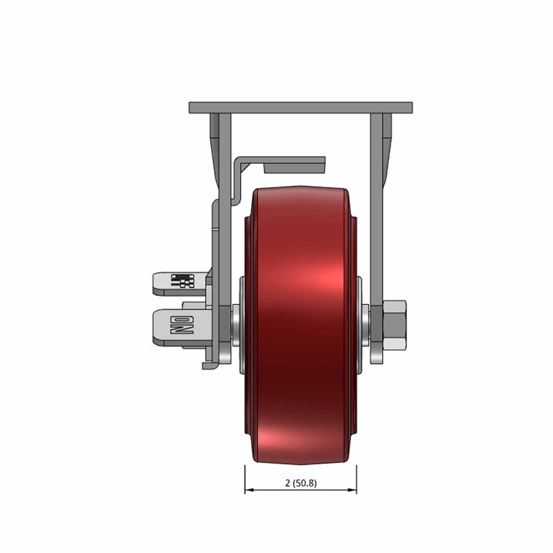 5"x2" TPU Wheel Side Locking Rigid Caster