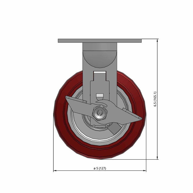 5"x2" TPU Wheel Side Locking Rigid Caster