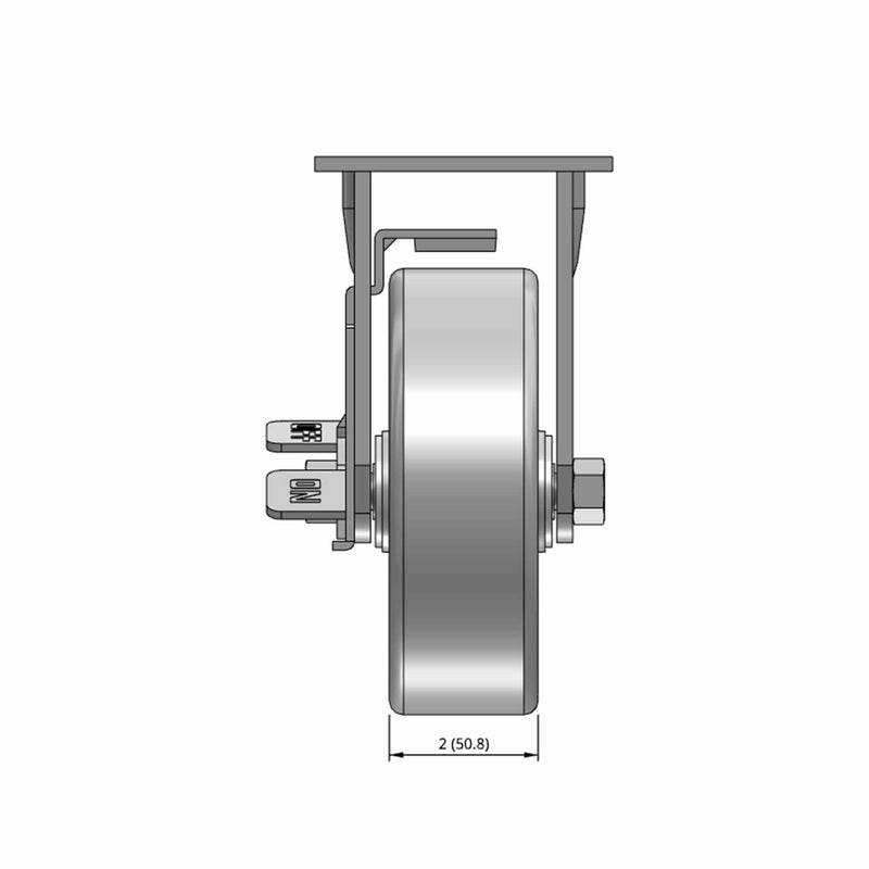 6"x2" Cast Iron Wheel Side Locking Rigid Caster