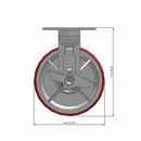 6"x2" Polyurethane-on-Iron Wheel Side Locking Rigid Caster