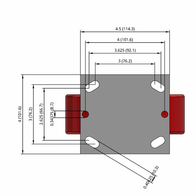 Red Polyurethane Wheel - Cast Iron Core - Maresco Trading LTD Red Polyurethane Wheel - Cast Iron Core - Maresco Trading LTD