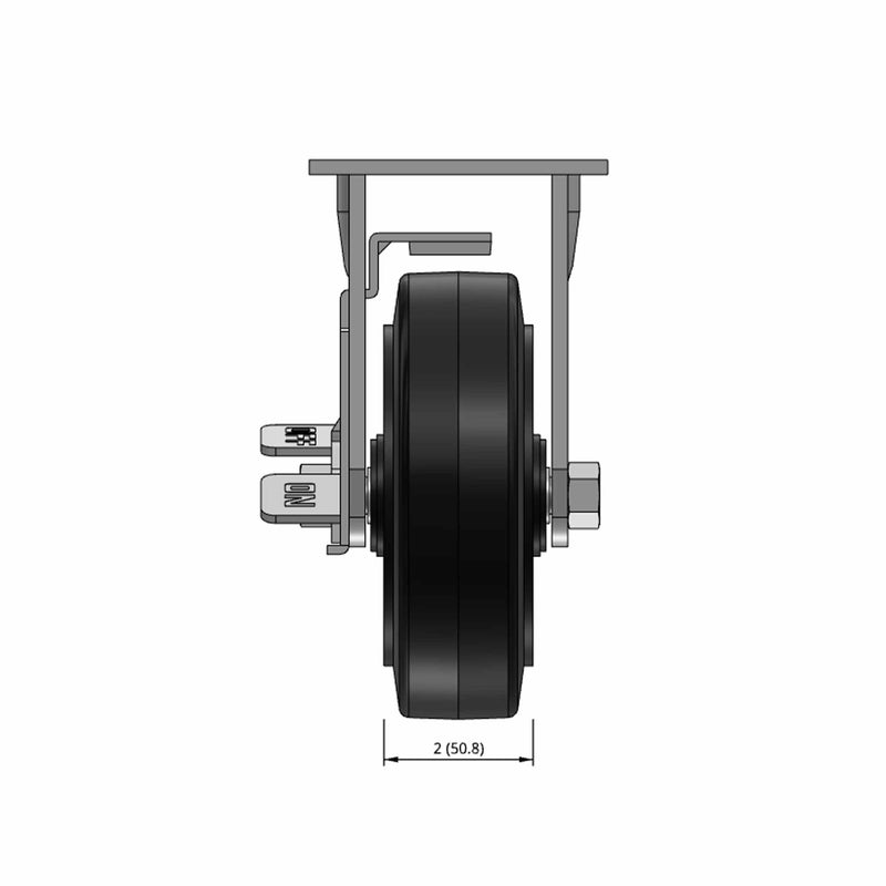 6"x2" Rubber-on-Iron Wheel Side Locking Rigid Caster