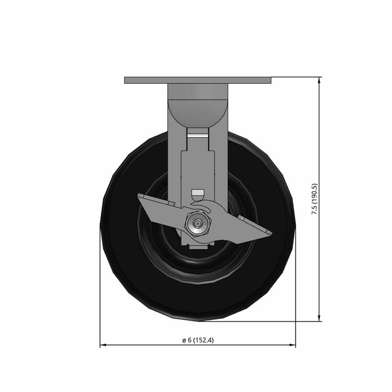 6"x2" Phenolic Wheel Side Locking Rigid Caster