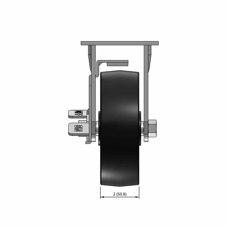 6"x2" Polypropylene Wheel Side Locking Rigid Caster