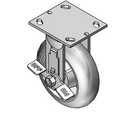 6"x2" Thermo-Rubber (Donut) Delrin Bearing Rigid Side-Lock Caster with 4"x4.5" Plate