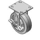 6"x2" Thermo-Rubber (Flat) Delrin Bearing Rigid Side-Lock Caster with 4"x4.5" Plate