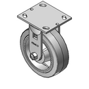 6"x2" Thermo-Rubber (Flat) Delrin Bearing Rigid Caster with 4"x4.5" Plate