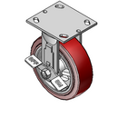 6"x2" Thermo-Urethane Precision Ball Bearing Rigid Side-Lock Caster with 4"x4.5" Plate