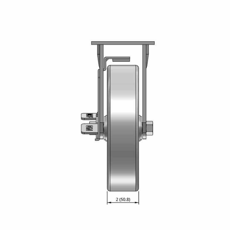 8"x2" Cast Iron Wheel Side Locking Rigid Caster
