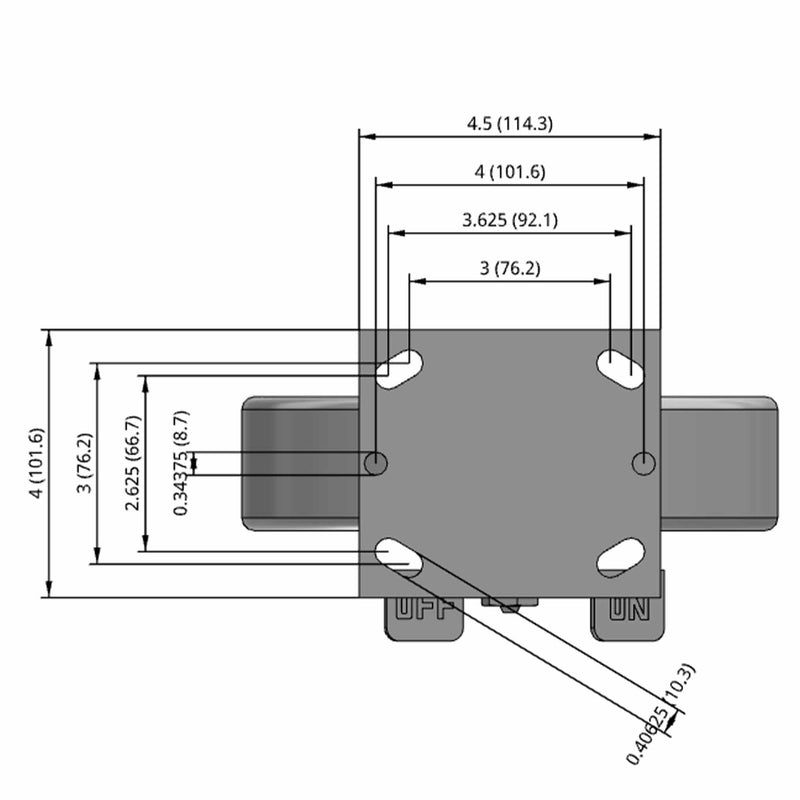 8"x2" Cast Iron Wheel Side Locking Rigid Caster