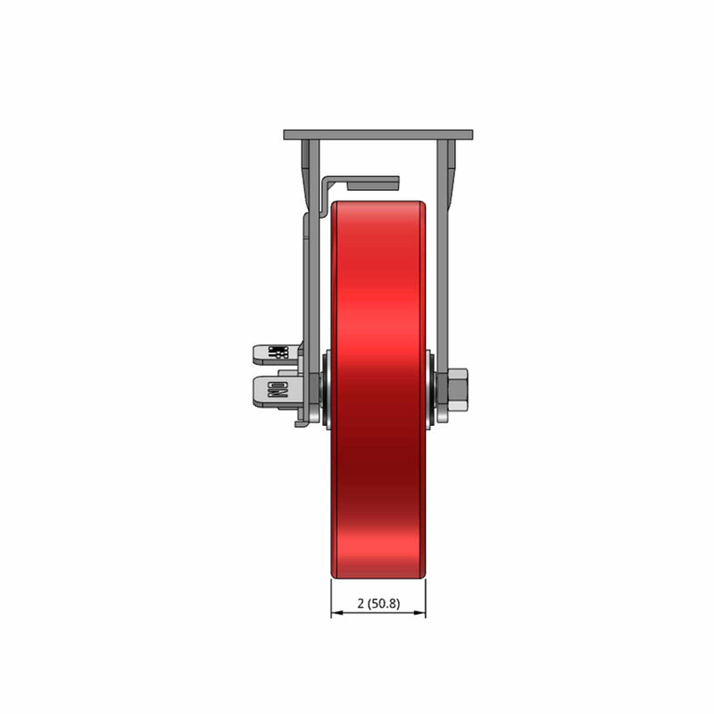 8"x2" Polyurethane-on-Iron Wheel Side Locking Rigid Caster