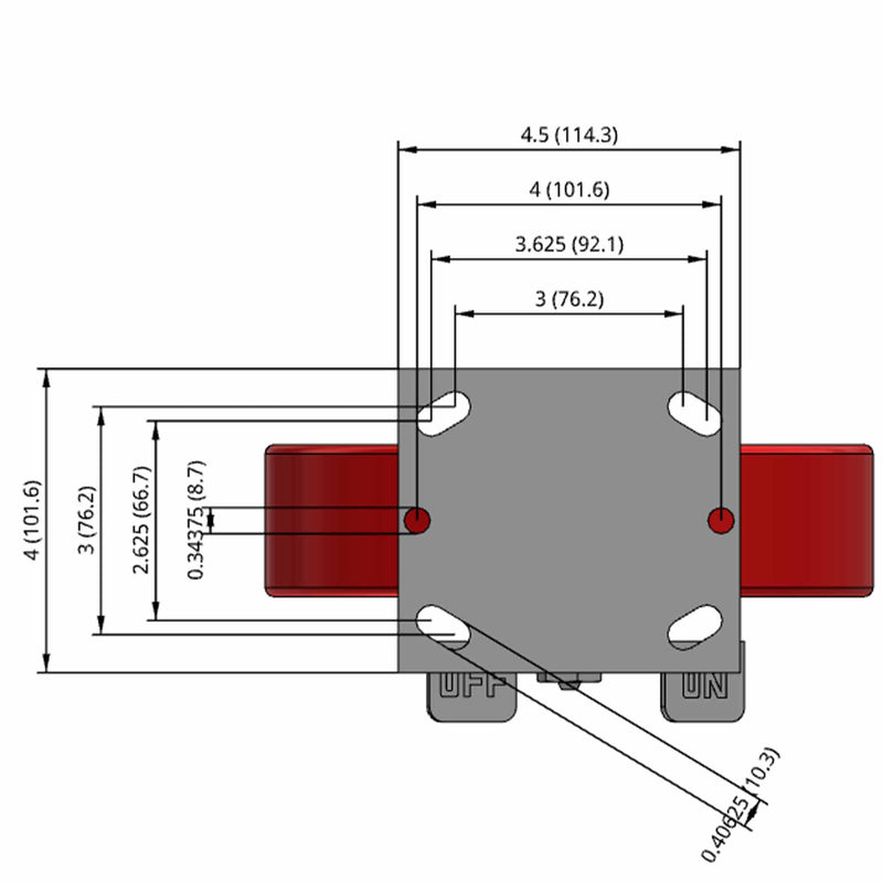 8"x2" Polyurethane-on-Iron Wheel Side Locking Rigid Caster
