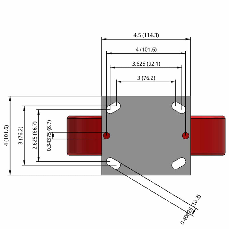 8"x2" Polyurethane-on-Iron Wheel Rigid Caster