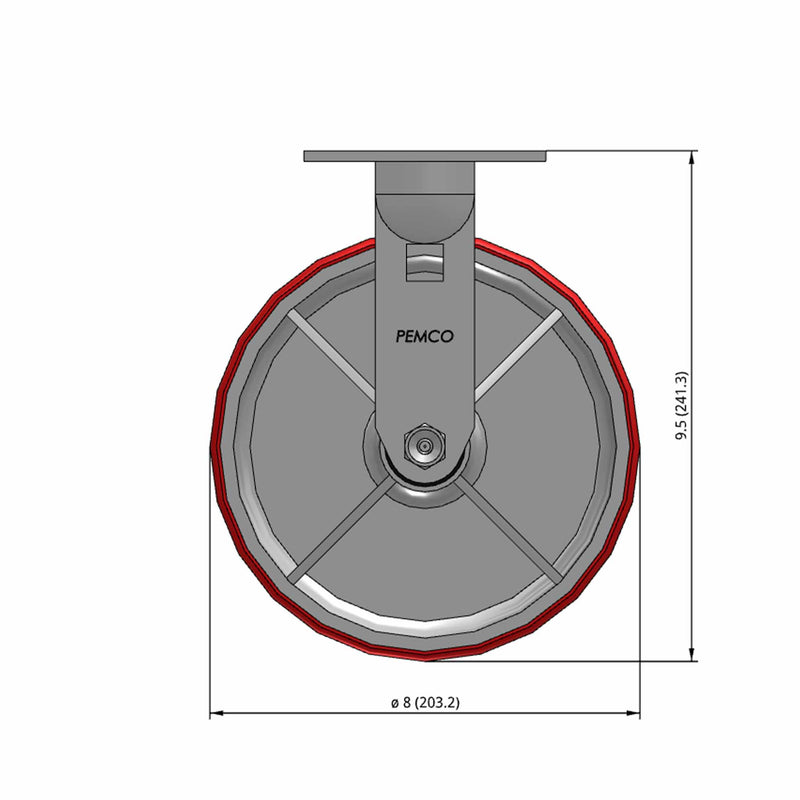8"x2" Polyurethane-on-Iron Wheel Rigid Caster