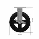 8"x2" Rubber-on-Iron Wheel Side Locking Rigid Caster