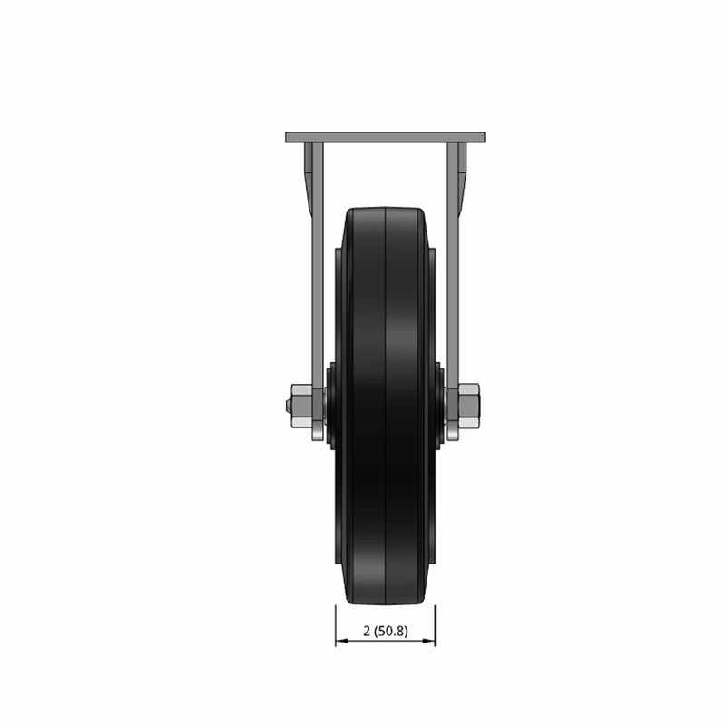 8"x2" Rubber-on-Iron Wheel Rigid Caster