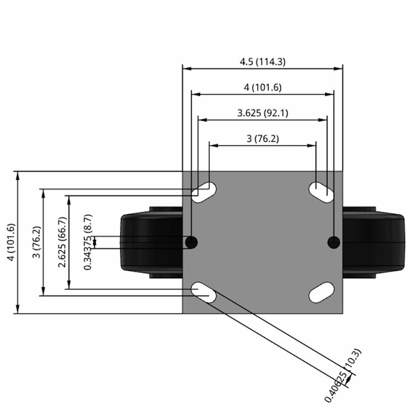 8"x2" Rubber-on-Iron Wheel Rigid Caster