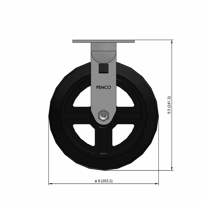 8"x2" Rubber-on-Iron Wheel Rigid Caster