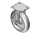 8"x2" Thermo-Rubber (Donut) Roller Bearing Rigid Side-Lock Caster with 4"x4.5" Plate