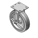 8"x2" Thermo-Rubber (Flat) Precision Ball Bearing Rigid Side-Lock Caster with 4"x4.5" Plate