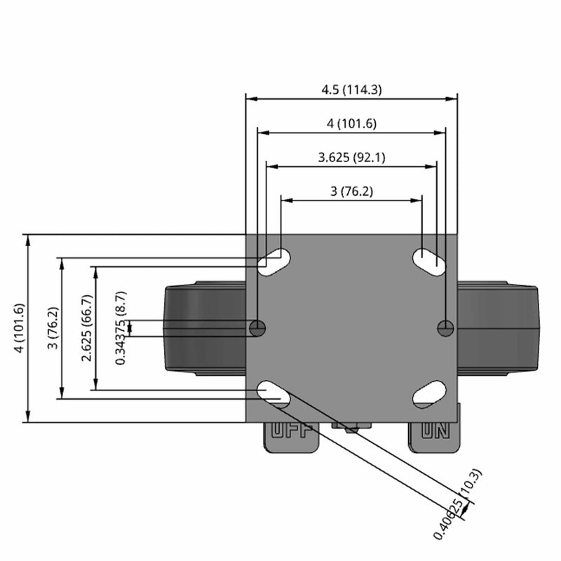 8"x2" TPR Wheel Side Locking Rigid Caster