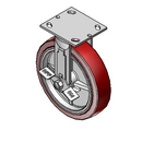 8"x2" Thermo-Urethane Precision Ball Bearing Rigid Side-Lock Caster with 4"x4.5" Plate