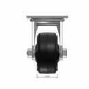 Top dimensioned CAD view of a Pemco Casters 4" x 2" wide wheel Swivel caster with 4" x 4-1/2" top plate, without a brake, Mold-on Rubber wheel and 400 lb. capacity part