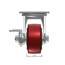 Top dimensioned CAD view of a Pemco Casters 4" x 2" wide wheel Swivel caster with 4" x 4-1/2" top plate, with a side locking brake, Thermo-Urethane wheel and 500 lb. capacity part