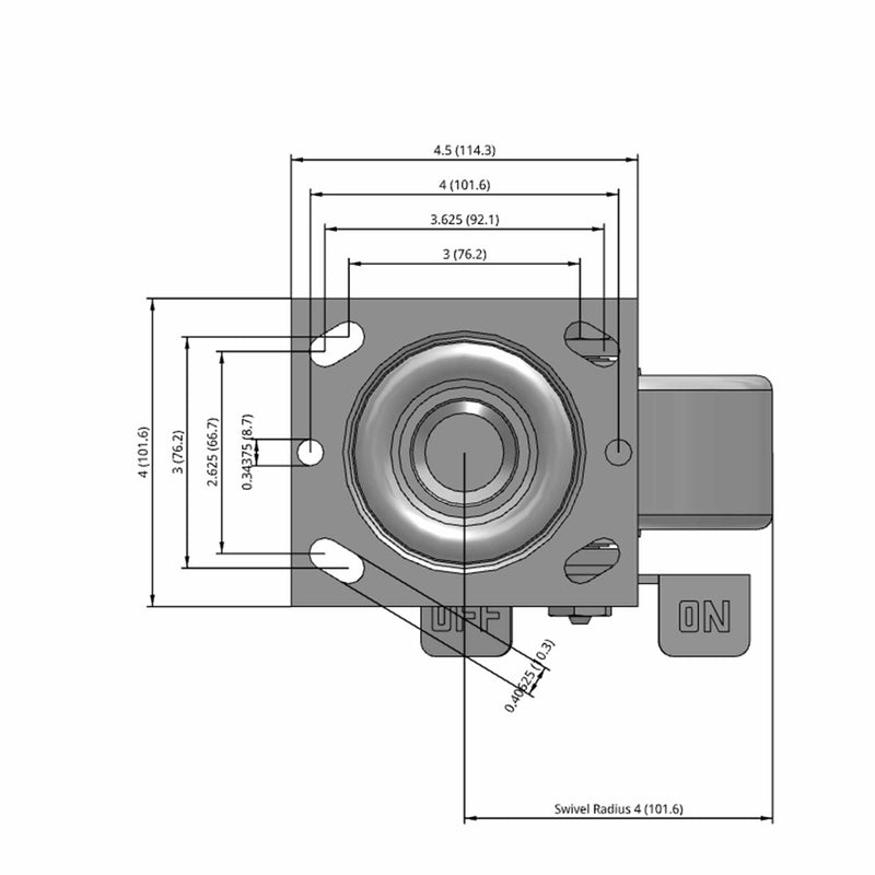 5"x2" Cast Iron Wheel Side Locking Swivel Caster