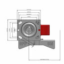 5"x2" Polyurethane-on-Iron Wheel Side CAM Locking Swivel Caster