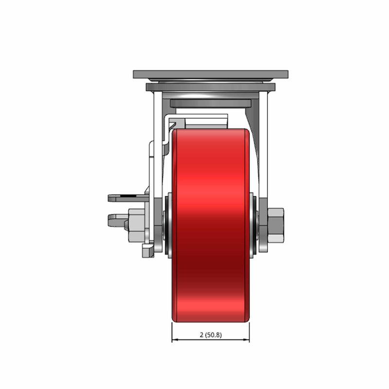 5"x2" Polyurethane-on-Iron Wheel Side Locking Swivel Caster