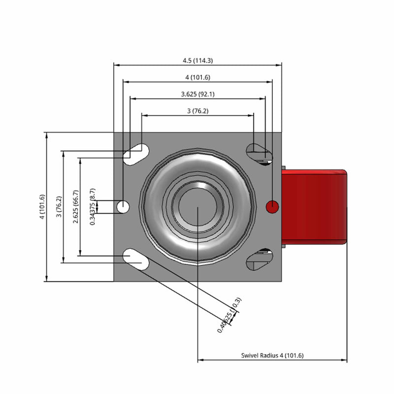 5"x2" Polyurethane-on-Iron Wheel Swivel Caster