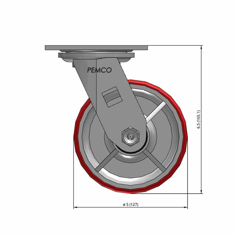 5"x2" Polyurethane-on-Iron Wheel Swivel Caster