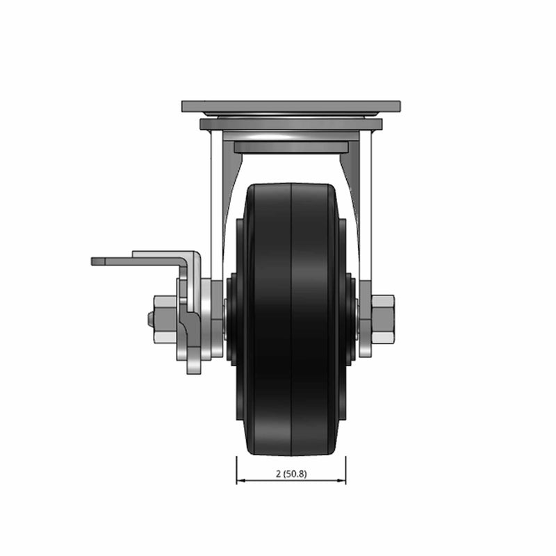 5"x2" Rubber-on-Iron Wheel Side CAM Locking Swivel Caster