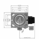 5"x2" Rubber-on-Iron Wheel Side Locking Swivel Caster