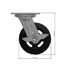 5"x2" Rubber-on-Iron Wheel Side Locking Swivel Caster