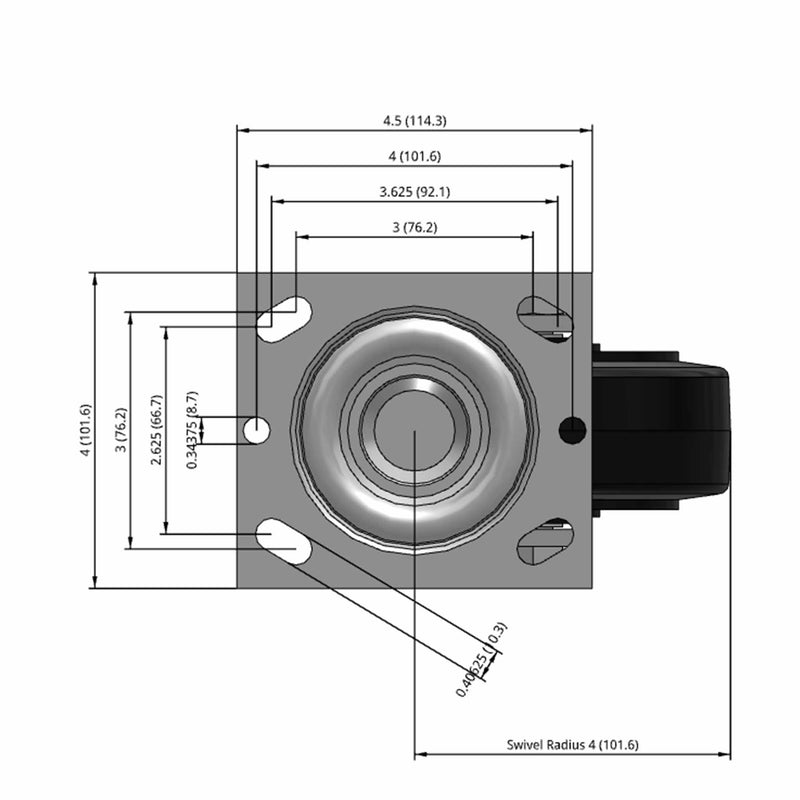 5"x2" Rubber-on-Iron Wheel Swivel Caster