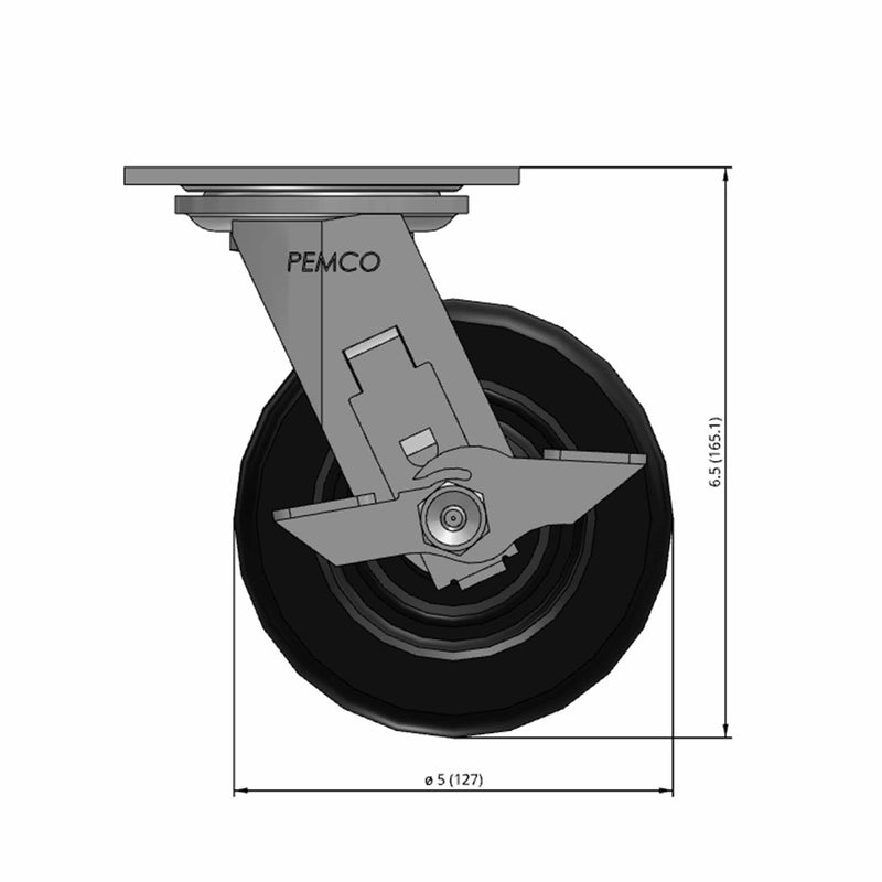 5"x2" Phenolic Wheel Side Locking Swivel Caster