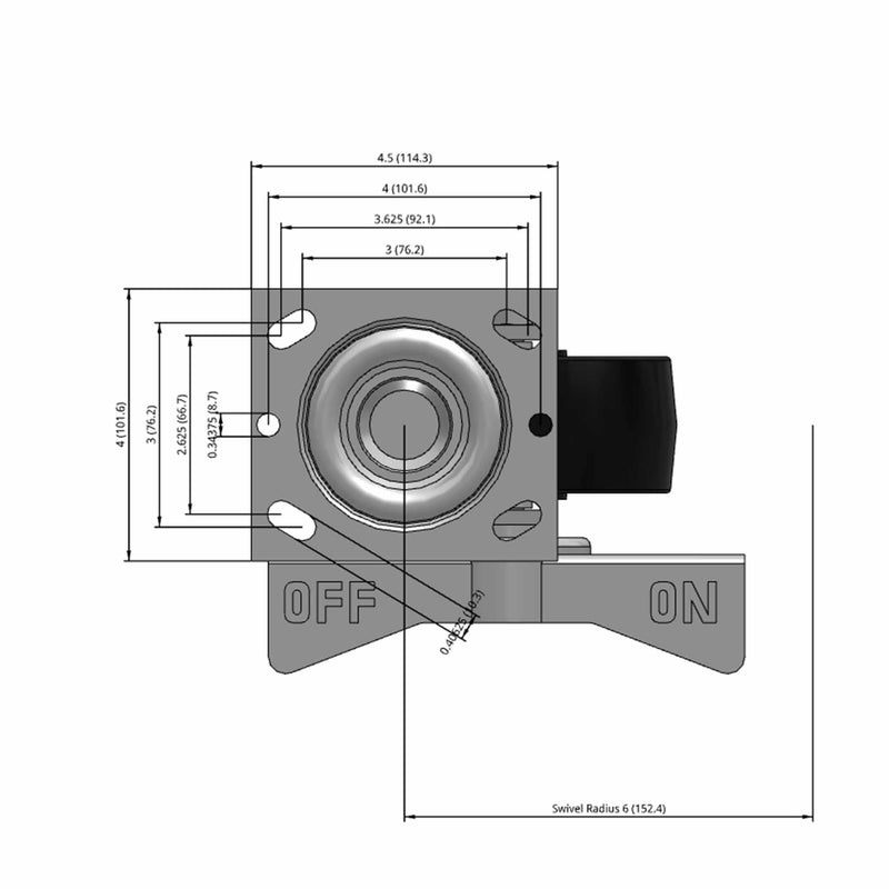 5"x2" Polypropylene Wheel Side CAM Locking Swivel Caster