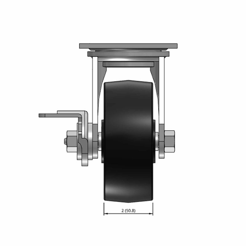 5"x2" Polypropylene Wheel Side CAM Locking Swivel Caster