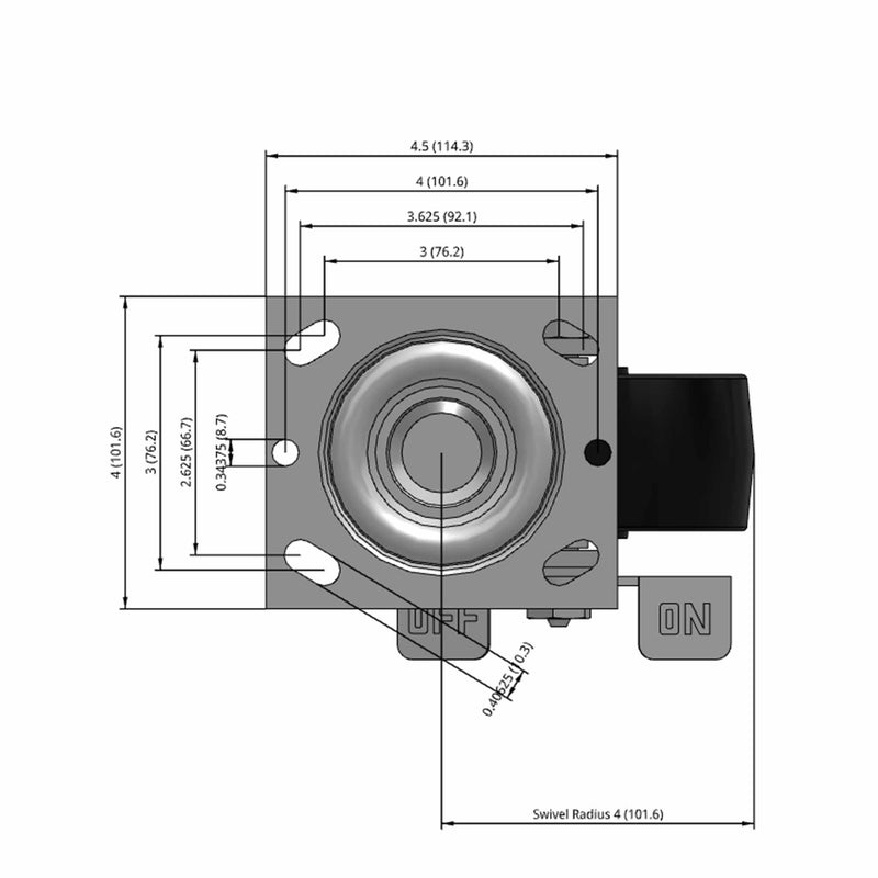 5"x2" Polypropylene Wheel Side Locking Swivel Caster