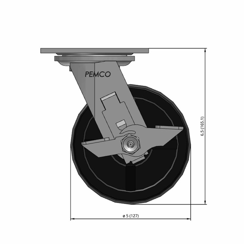 5"x2" Polypropylene Wheel Side Locking Swivel Caster