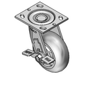 5"x2" Thermo-Rubber (Donut) Precision Ball Bearing Side-Lock Caster with 4"x4.5" Plate