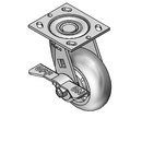 5"x2" Thermo-Rubber (Donut) Roller Bearing CAM-Brake Caster with 4"x4.5" Plate